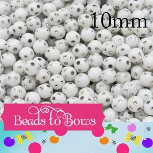 10mm White Bubblegum Rhinestone Beads, Bubblegum Beads, Chunky Bling Beads, Gumball Beads Chunky Necklace Beads, Rhinestone look Beads