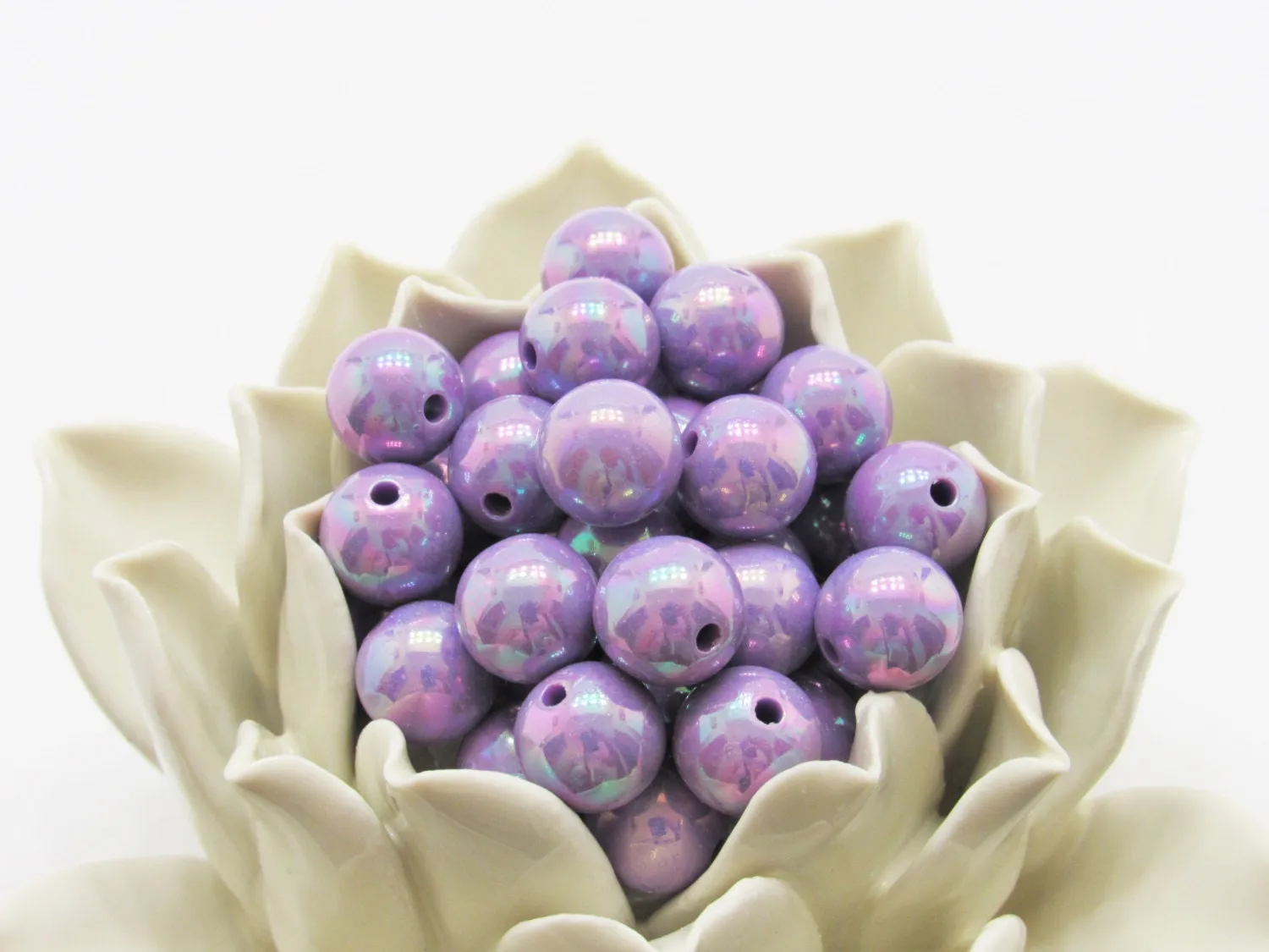 12mm AB Purple Iridescent Bubblegum Bead, Gumball Bead, Chunky Bling Beads, Gumball Bead Chunky Necklace Supply Bead, Rainbow look Bead