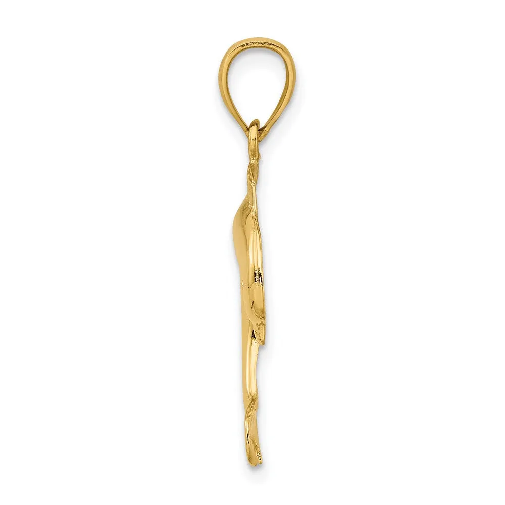 14K Polished Jumping Dolphin Charm