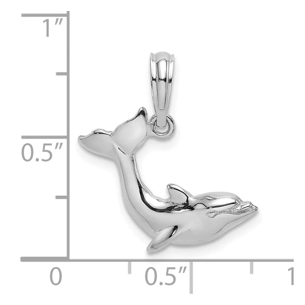 14K White Gold Jumping Dolphin Charm