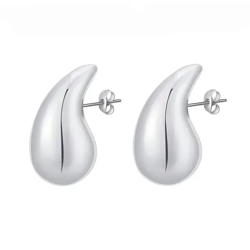 18K Gold Plated Chunky Dome Water Drop Earring