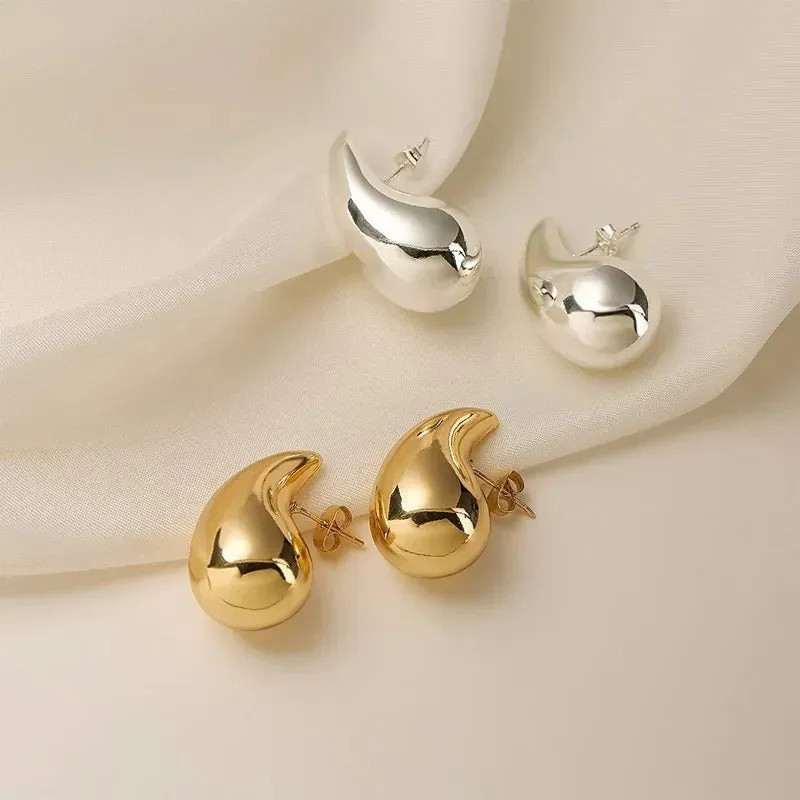 18K Gold Plated Chunky Dome Water Drop Earring
