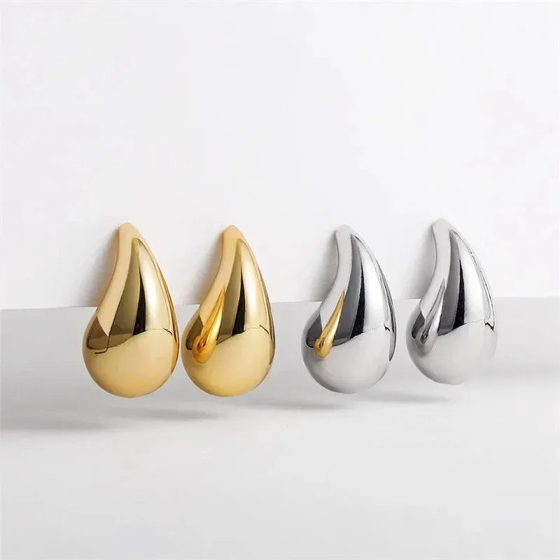 18K Gold Plated Chunky Dome Water Drop Earring