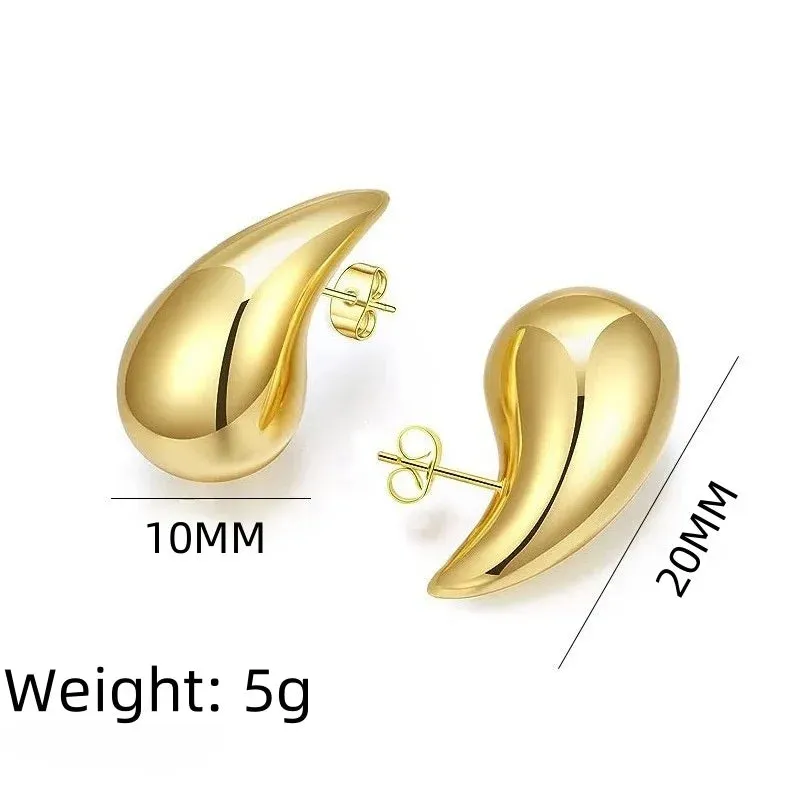 18K Gold Plated Chunky Dome Water Drop Earring