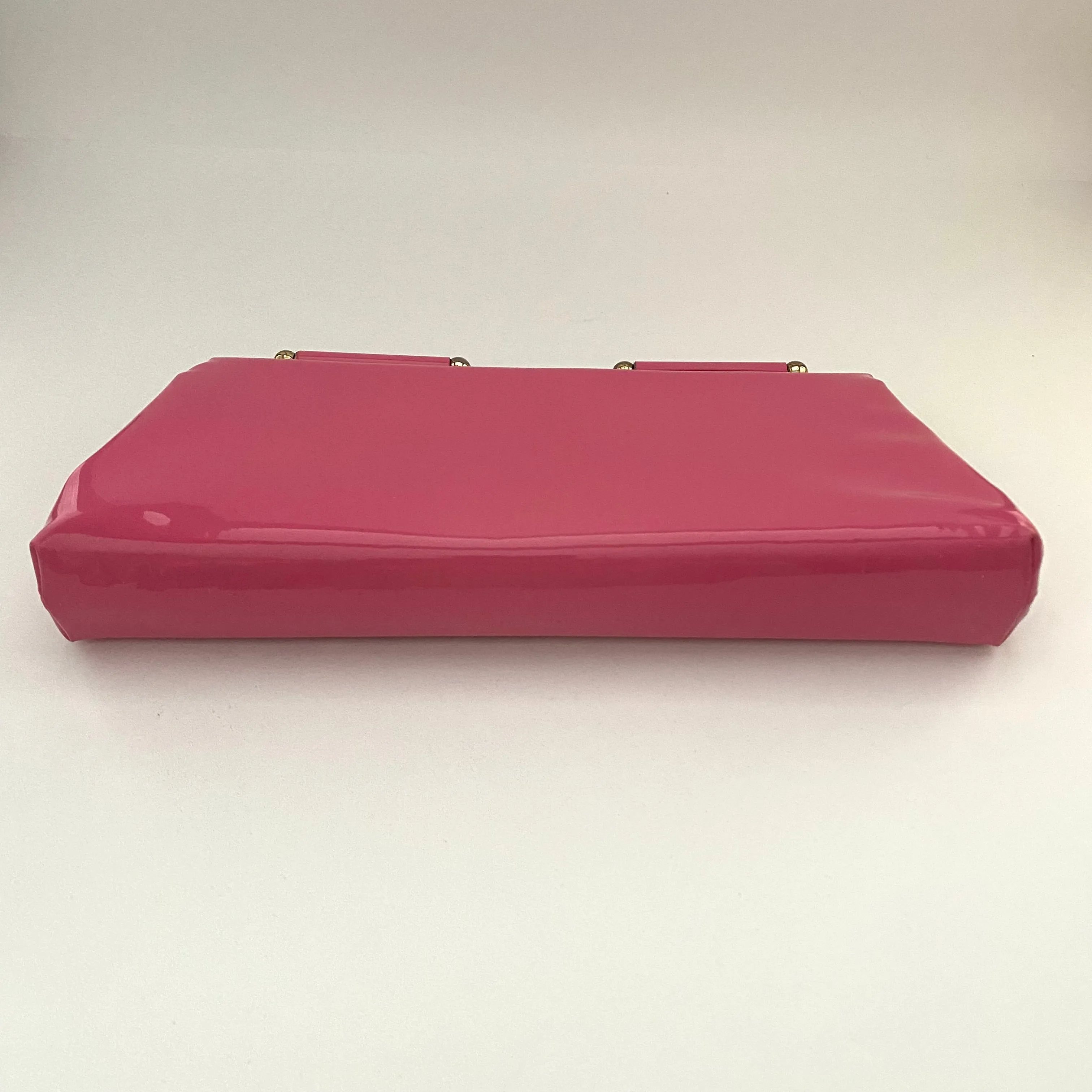 1960s Pink Patent Leather Clutch With Optional Chain Handle
