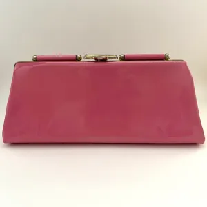 1960s Pink Patent Leather Clutch With Optional Chain Handle