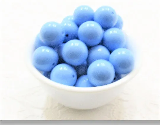 20mm Pale Cornflower Blue Chunky Beads, Bubblegum Beads, Gumball Beads, Chunky Bubble Gum Beads, Chunky Necklace Beads, Gum Ball Beads