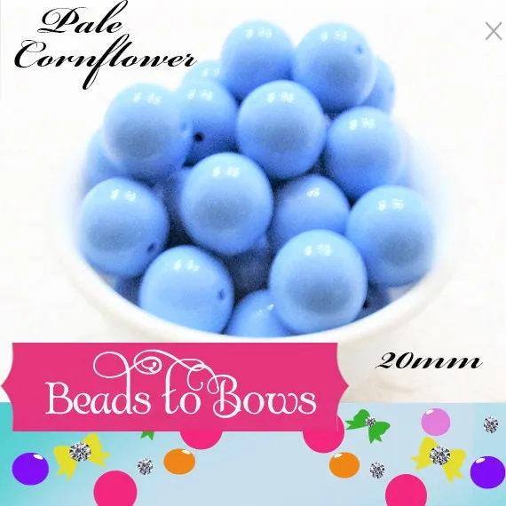 20mm Pale Cornflower Blue Chunky Beads, Bubblegum Beads, Gumball Beads, Chunky Bubble Gum Beads, Chunky Necklace Beads, Gum Ball Beads