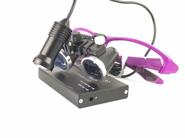 2.5X/3.5X 420 mm Dental Loupe Magnifier Binocular Magnifier Surgery Surgical Medical Operation Loupe with Spotlight Head Light