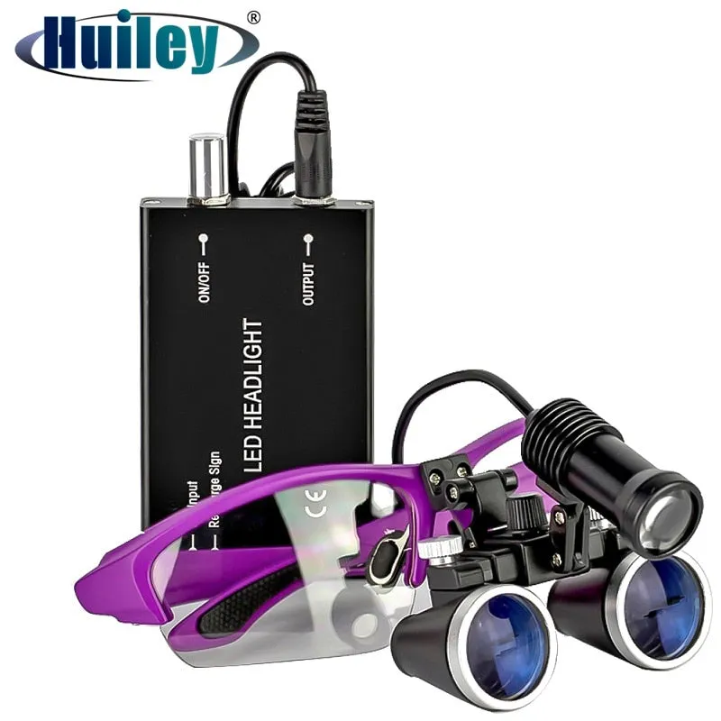 2.5X/3.5X 420 mm Dental Loupe Magnifier Binocular Magnifier Surgery Surgical Medical Operation Loupe with Spotlight Head Light
