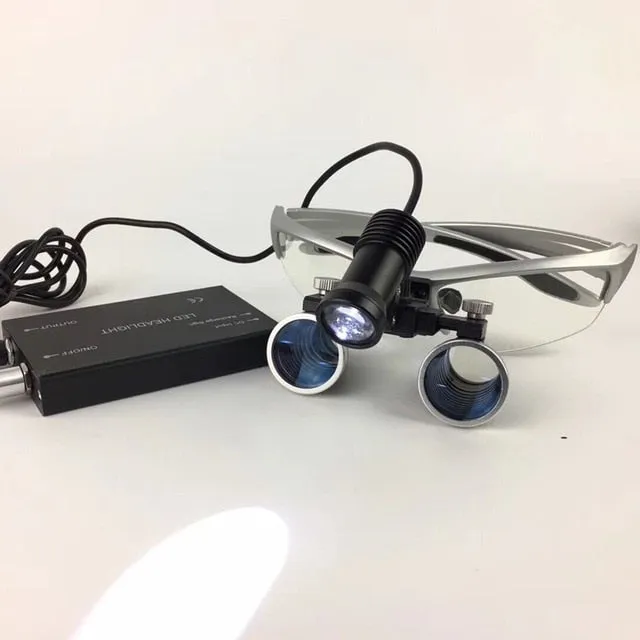 2.5X/3.5X 420 mm Dental Loupe Magnifier Binocular Magnifier Surgery Surgical Medical Operation Loupe with Spotlight Head Light