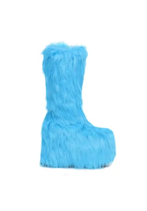 5 Chunky Heel Platform Boot with faux fur.