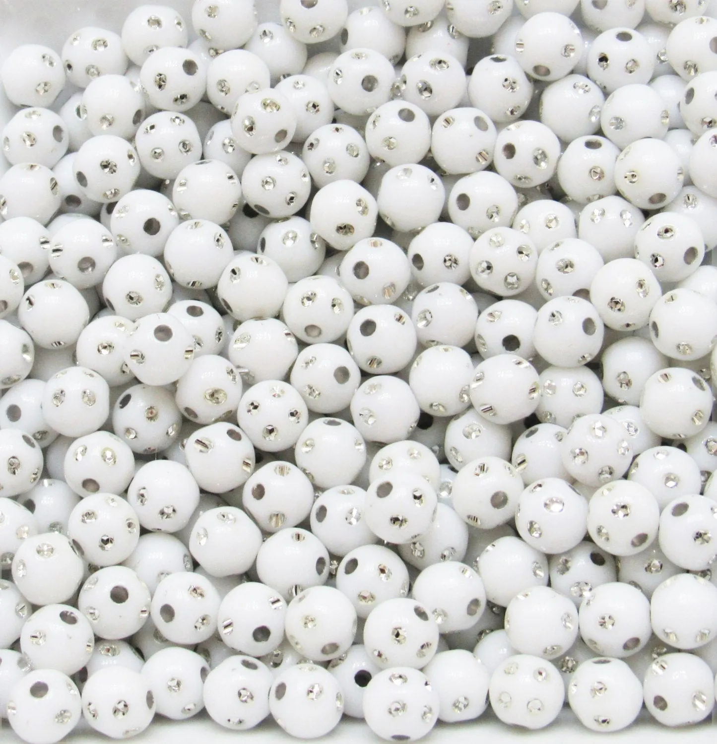 8mm White Bling Bubblegum Beads, Chunky Bubblegum Beads, Acrylic Beads, Chunky Necklace Supply Beads, Chunky Gumball Beads