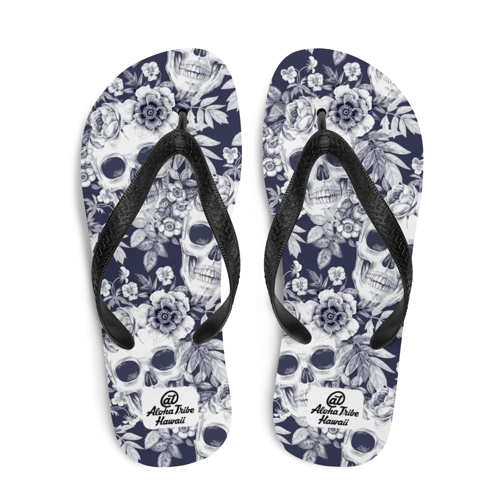 Aloha Tribe -Floral Skulls- Flip-Flops