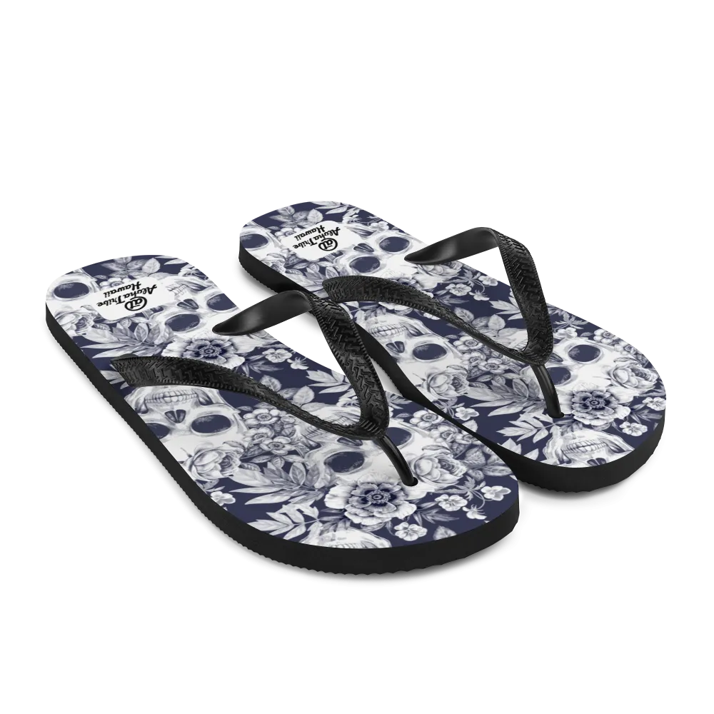 Aloha Tribe -Floral Skulls- Flip-Flops