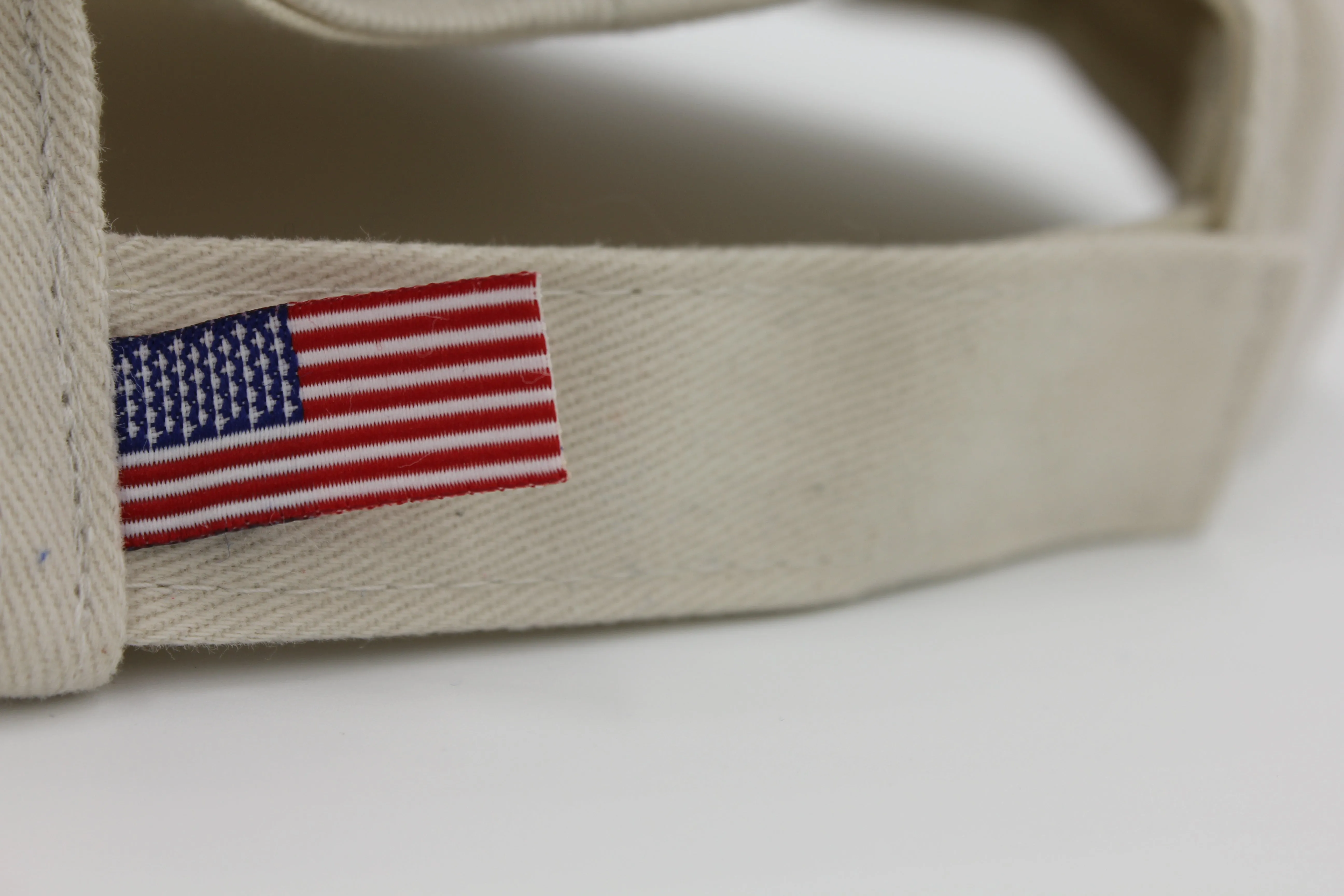 American Flag Hat (100% Made in USA) - Sand Hat with White Brim