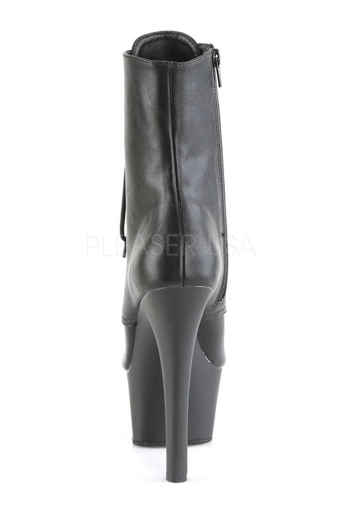 ASPIRE-1021 Platform Ankle Boot | Black Faux Leather