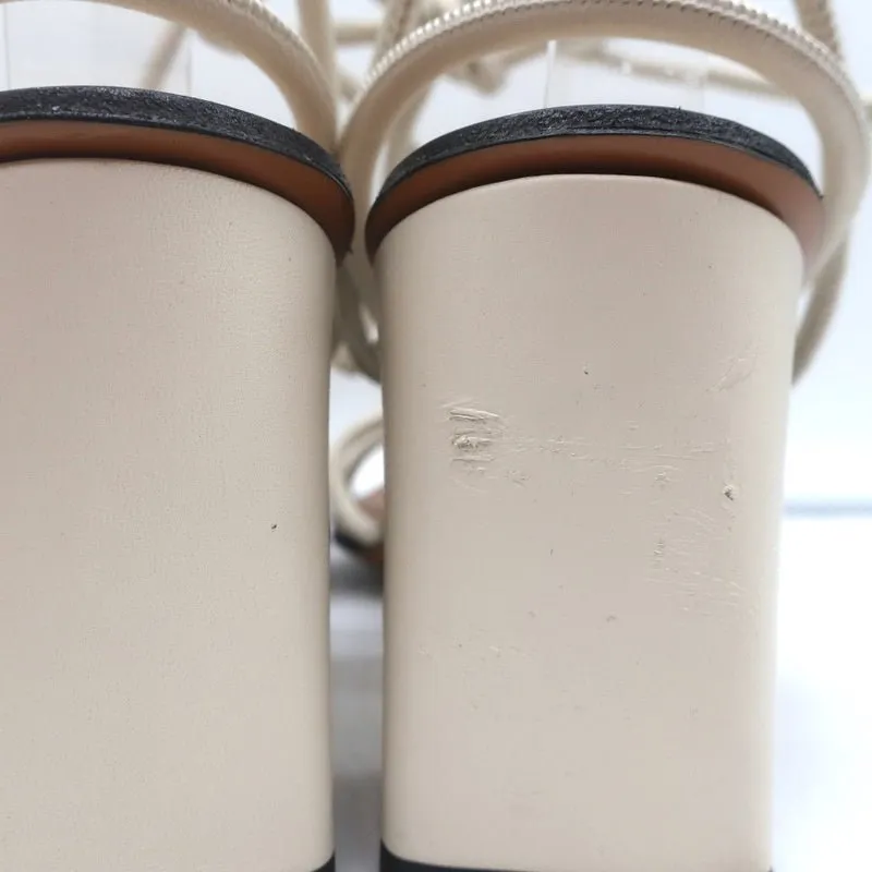 ATP Atelier Ankle Wrap Sandals Andria Cream Leather Size 41 Open Toe Heels