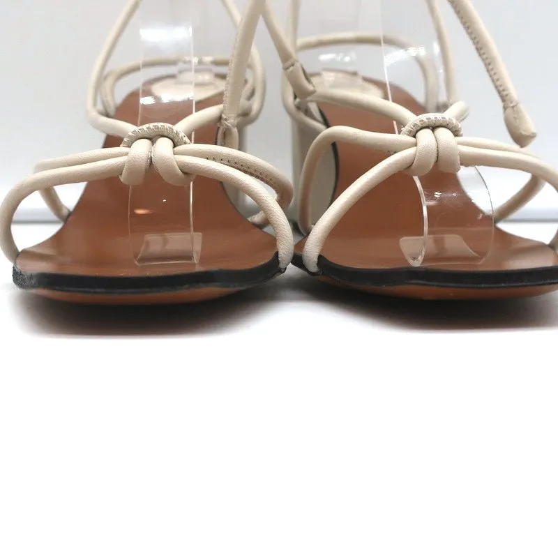 ATP Atelier Ankle Wrap Sandals Andria Cream Leather Size 41 Open Toe Heels