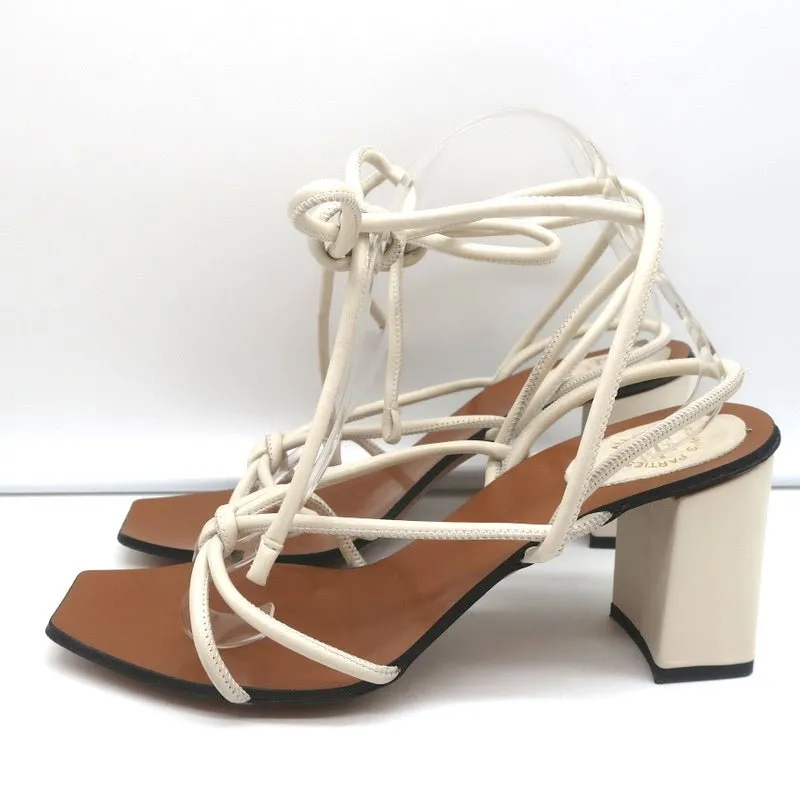 ATP Atelier Ankle Wrap Sandals Andria Cream Leather Size 41 Open Toe Heels