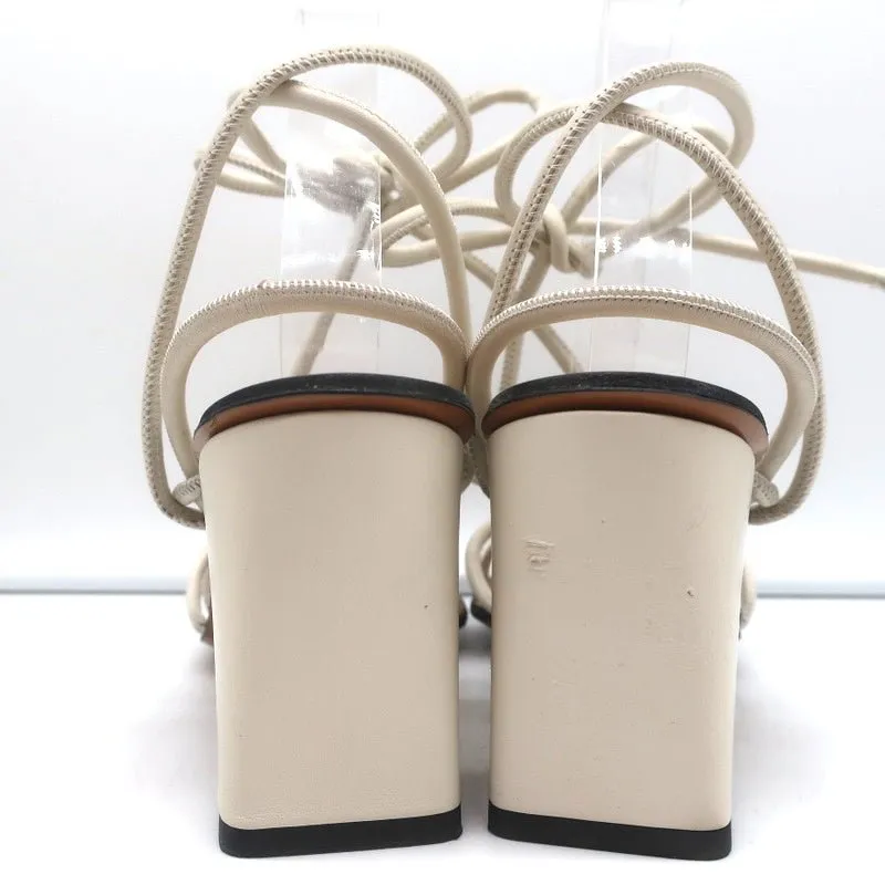 ATP Atelier Ankle Wrap Sandals Andria Cream Leather Size 41 Open Toe Heels