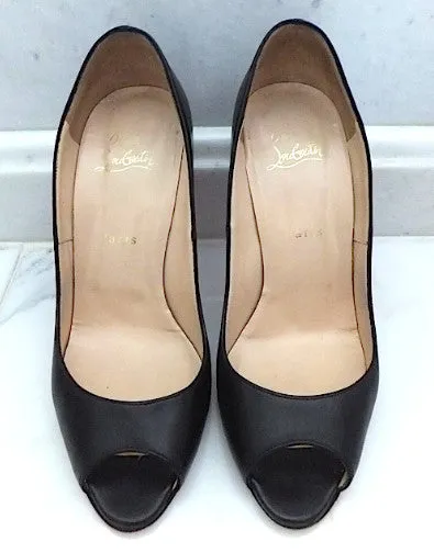 Authentic Christian Louboutin Black Leather Pump Sz 39