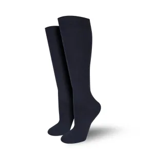Bambukas Womens Navy Blue Elegance Knee-High Boot Socks