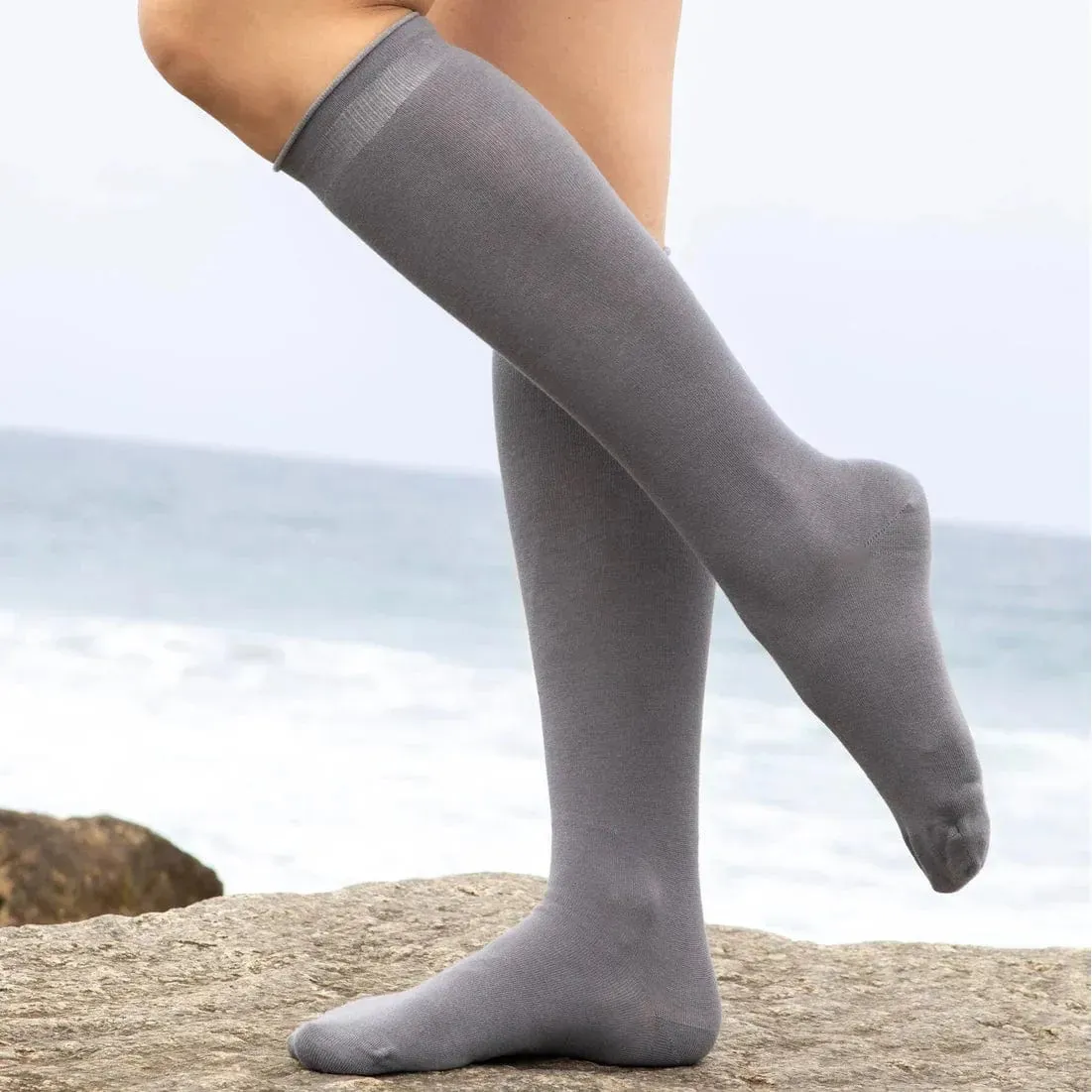 Bambukas Womens Stormy Gray Knee-High Boot Socks