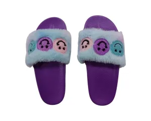 Bari Lynn Furry Smile Slides - Purple