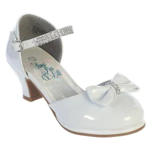 Bella Girls Rhinestone Strap Heel Shoe with Bow