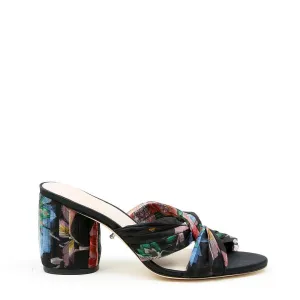 Black Floral Twist Sandal