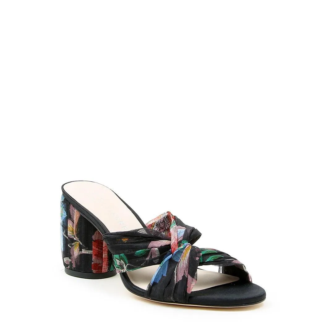 Black Floral Twist Sandal