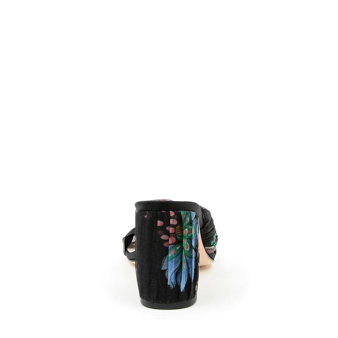 Black Floral Twist Sandal