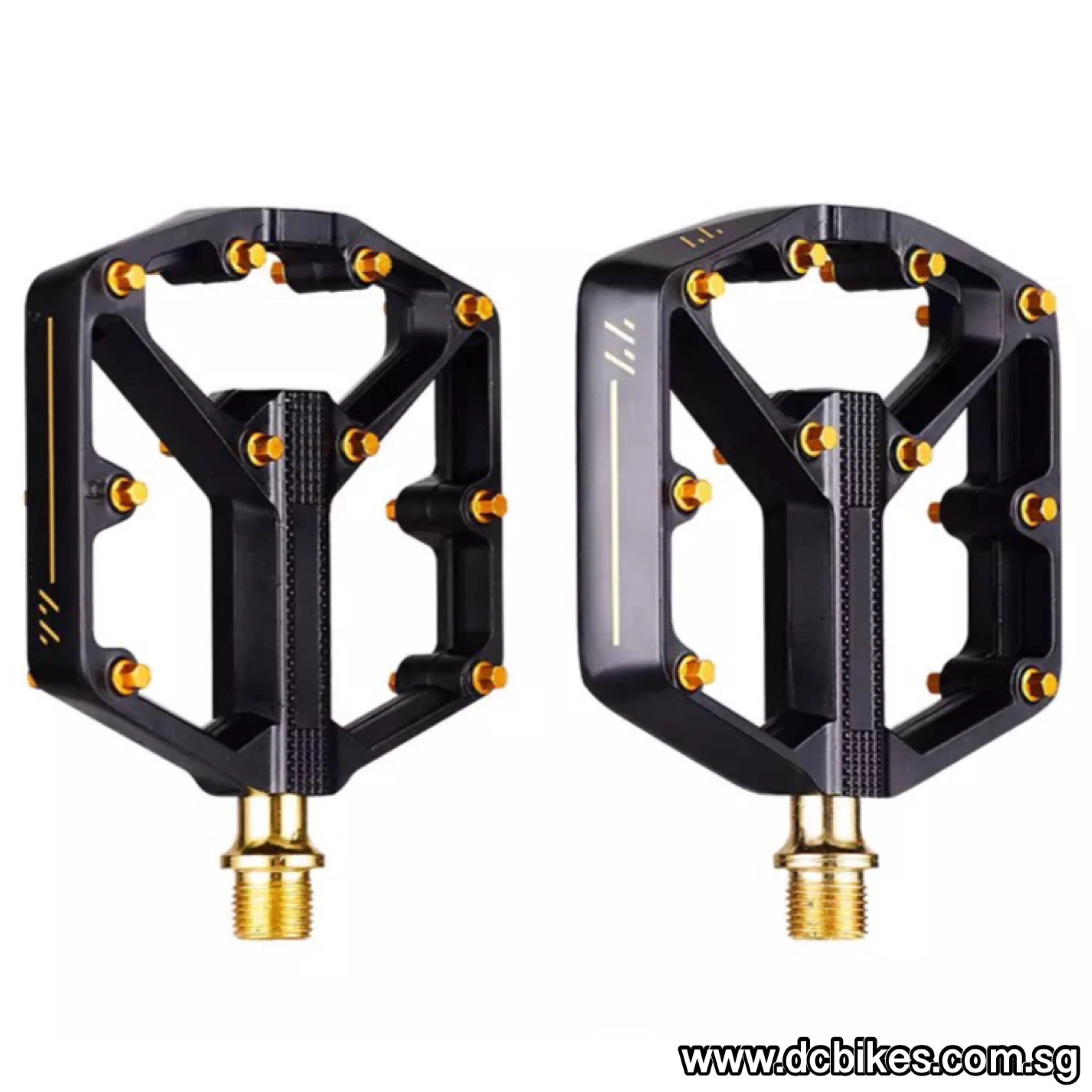Black Gold | Purple Aluminium Flat Stamp 9/16" Bicycle Pedals