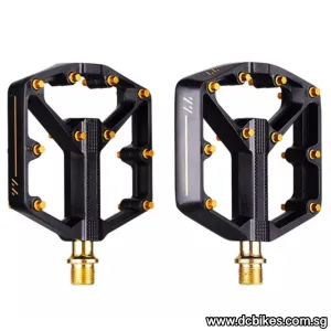Black Gold | Purple Aluminium Flat Stamp 9/16" Bicycle Pedals
