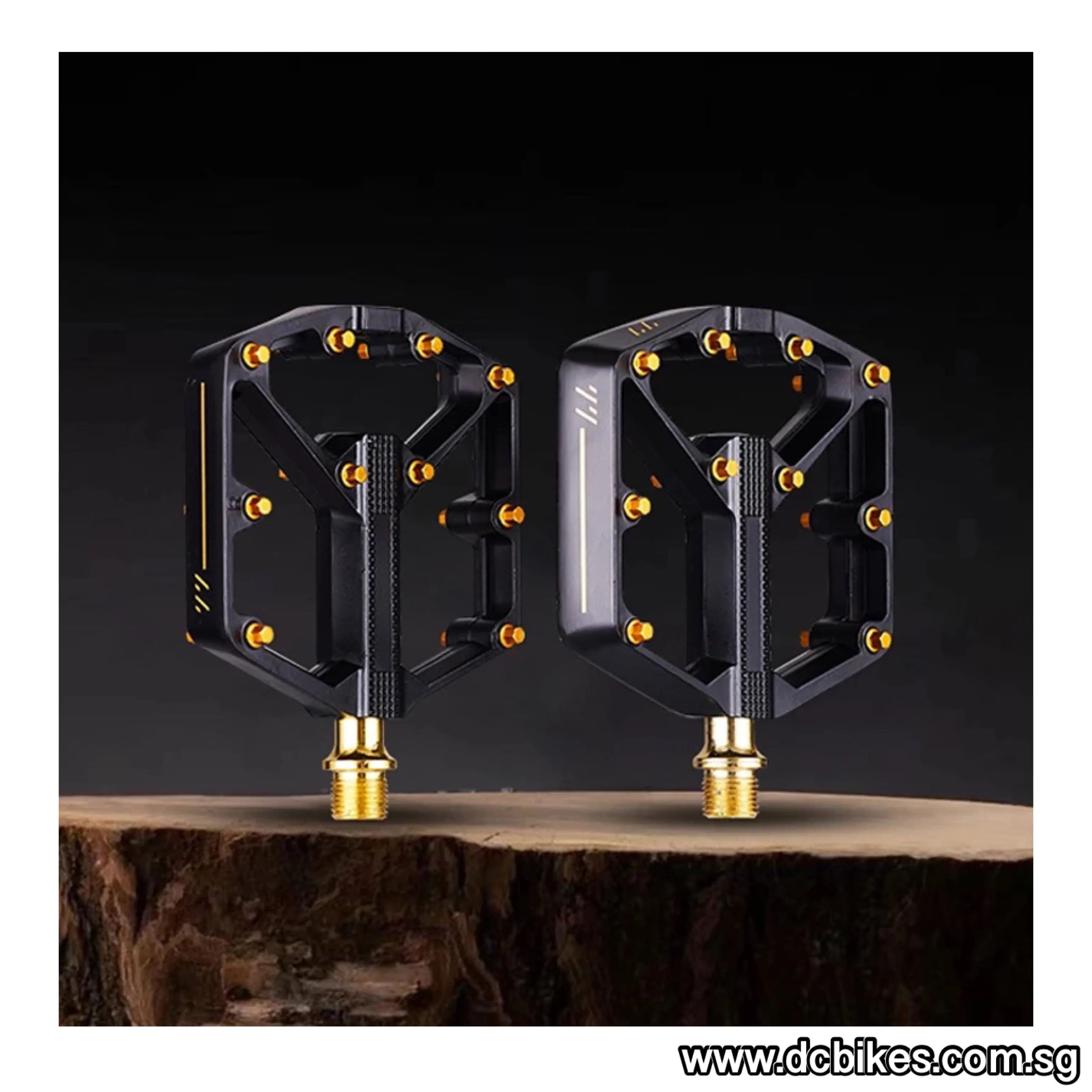 Black Gold | Purple Aluminium Flat Stamp 9/16" Bicycle Pedals
