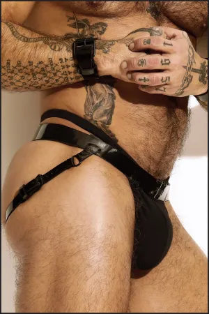 Black Patent Leather Leg Harness