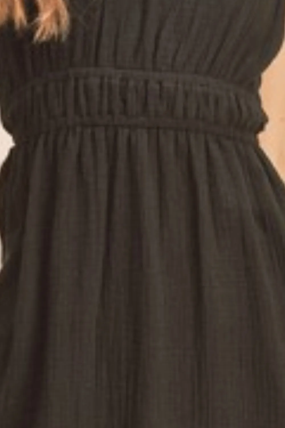 Black Side Slit Round Neck Sleeveless Tank Dress