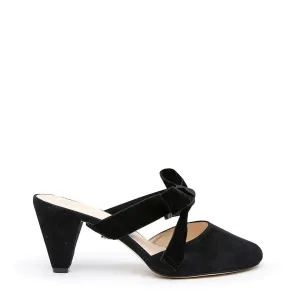 Black Suede Mule   Black Velvet Marie Strap