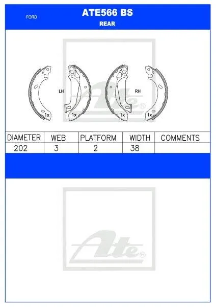 Brake Shoes Ford Escort 1400,1600,1800,Bantam,Mazda Rustler Ate566Bs Ate