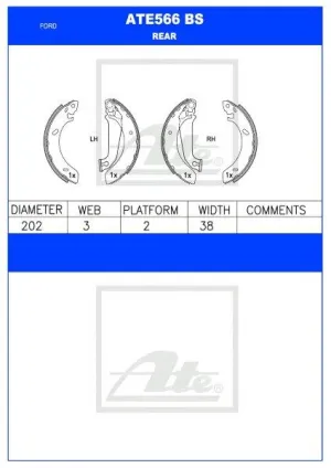 Brake Shoes Ford Escort 1400,1600,1800,Bantam,Mazda Rustler Ate566Bs Ate