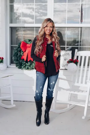 Brisk Weather Plaid Vest - Red