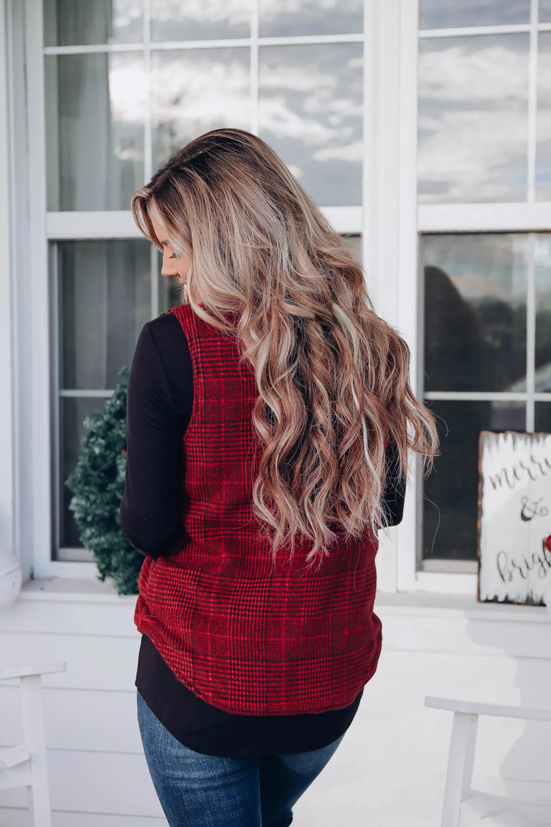 Brisk Weather Plaid Vest - Red