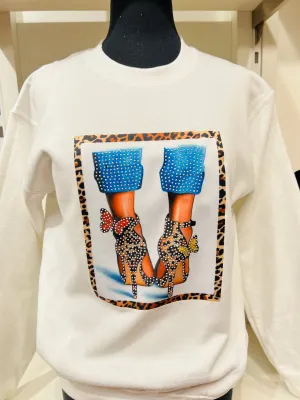 Butterfly Heel Embellished Sweatshirt
