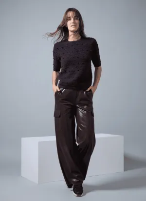 Callie Patent Foil Vegan Suede Pant & Valentina Pearl Sweater Set