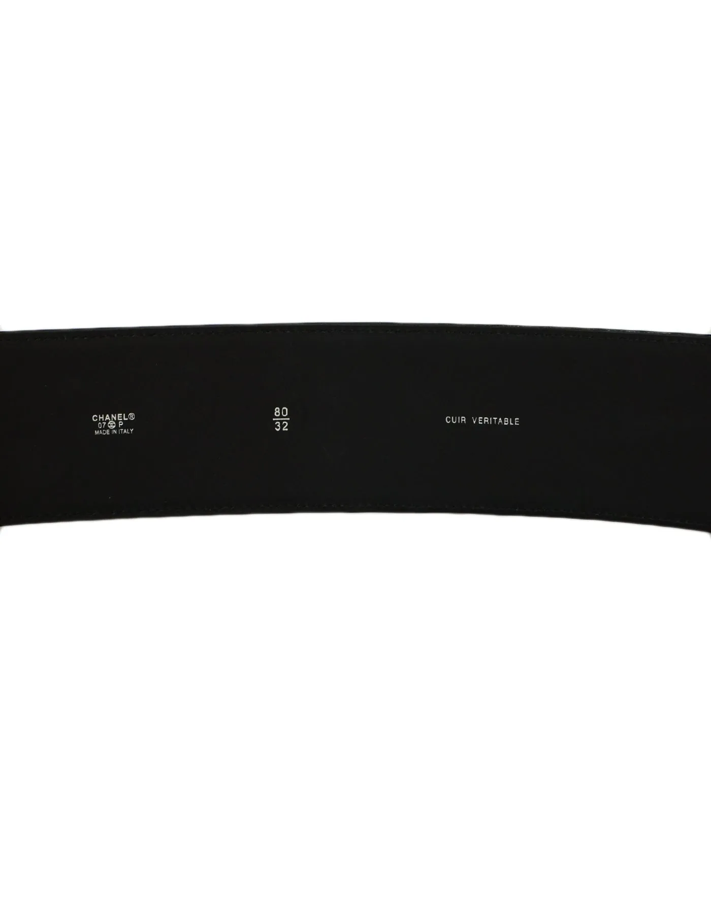 Chanel Black Patent Leather Wide Belt with Quilted CC Logo sz 80/32