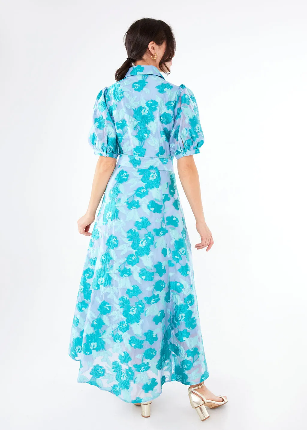 Charlotte Gown Mint Rose Vine Organza