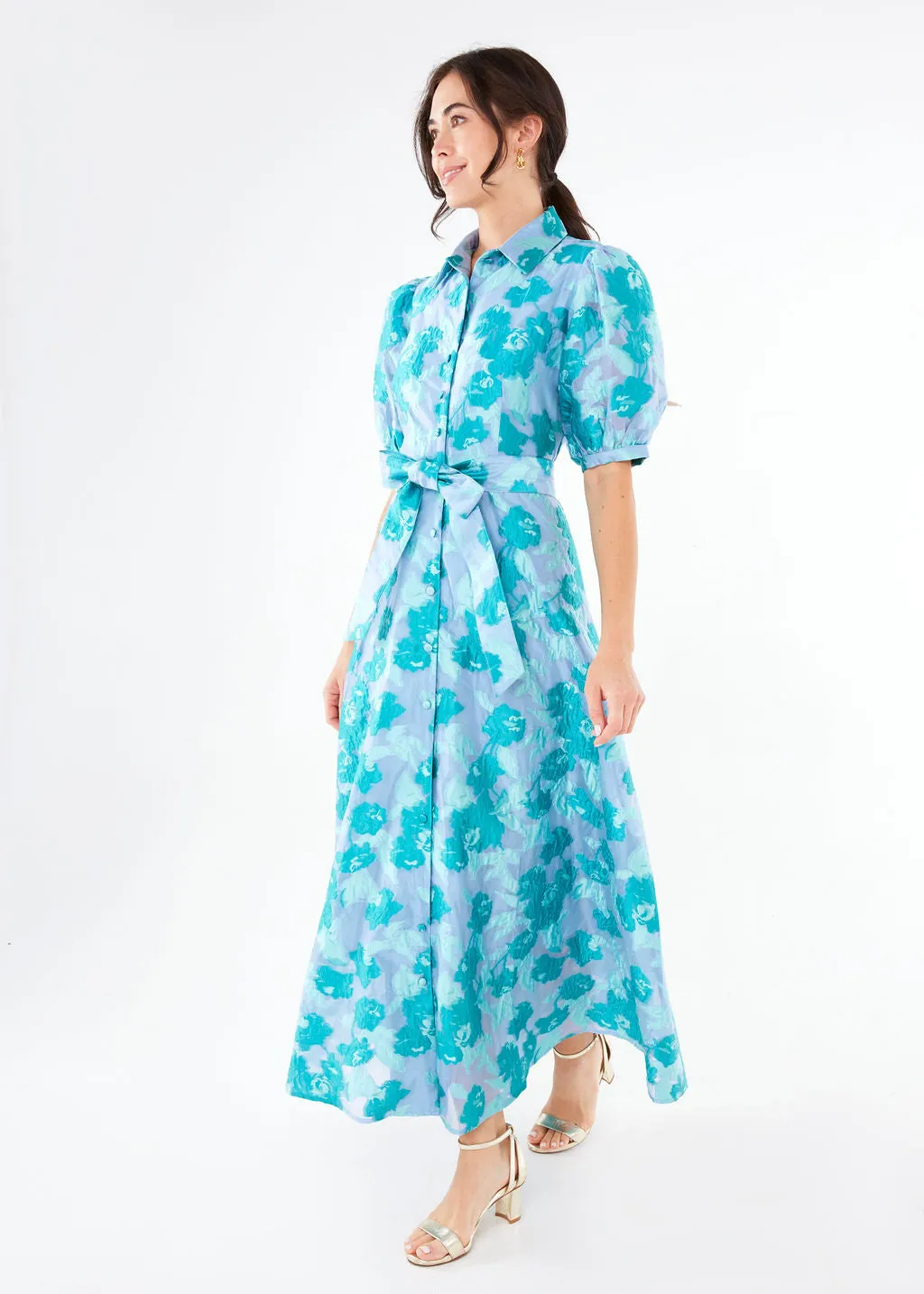 Charlotte Gown Mint Rose Vine Organza