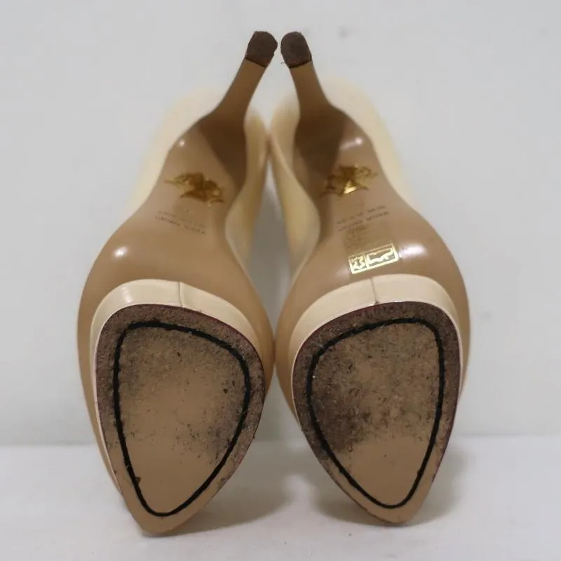 Charlotte Olympia Daphne Peep Toe Platform Pumps Cream Patent Leather Size 36