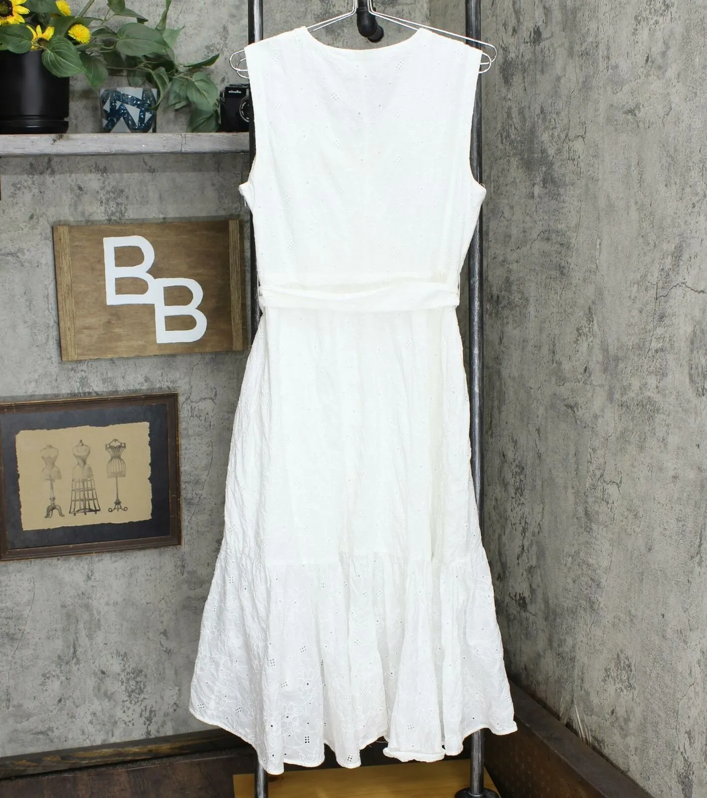 Charter Club Women's Cotton Eyelet Flounce Wrap Dress Bright White 8